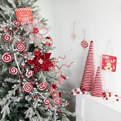 Northlight 30" Candy Cane Swirls And Pom Poms Christmas Garland 1 Northlight 30" Candy Cane Swirls And Pom Poms Christmas Garland