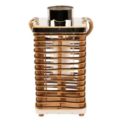 Northlight Rectangular Rattan Glass Candle Lantern With Jute Handle - 15.5" -Home Decor GUEST 00d9ef90 ba35 4f46 a925 fdc6d3a9bf27