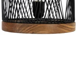 Northlight Iron Cage-Style Table Lamp With Wood Base - 15.25" - Black -Home Decor GUEST 035fdce9 4f59 41c6 b2d4 a88ffaa2c417
