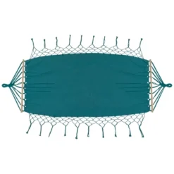Northlight Hammock With Netted Fringe And Wooden Bars - 100" X 41" - Teal Green -Home Decor GUEST 03626c24 d5d6 4fa9 8431 9e455fdf0989