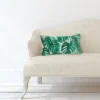 Northlight 11" X 19" Rectangular Tropical Leaves Linen Indoor Throw Pillow - Green