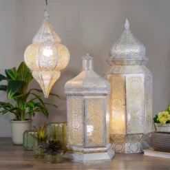Northlight 29.5" White And Gold Moroccan Style Lantern Floor Lamp