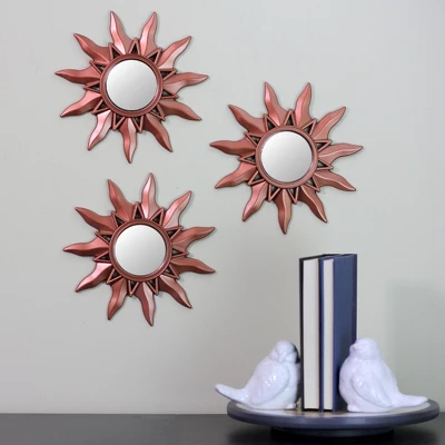 Northlight Set Of 3 Mayan Sunburst Matte Copper Round Mini Mirrors 9.5" 3 Northlight Set Of 3 Mayan Sunburst Matte Copper Round Mini Mirrors 9.5" - Image 3