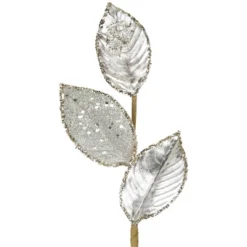 Northlight 28" Platinum Silver And Icy Glitter Leaves Christmas Spray -Home Decor GUEST 057c95c0 20b7 4988 b902 ab668779f07f