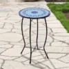 Northlight 19" Blue Sun Mosaic Glass Patio Side Table