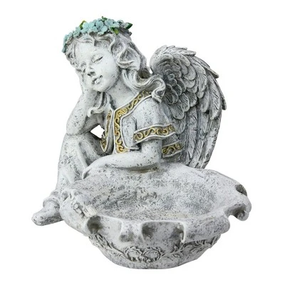 Northlight 10" Resting Angel Bird Feeder Outdoor Patio Garden Statue - Gray 2 Northlight 10" Resting Angel Bird Feeder Outdoor Patio Garden Statue - Gray - Image 2