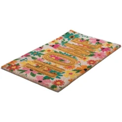 Northlight Pink And Orange Floral "Home" Outdoor Natural Coir Doormat 18" X 30" -Home Decor GUEST 077eee12 f225 4a07 b2ce 525790b896bb
