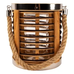 Northlight Rattan Glass Candle Lantern With Jute Handle - 7.5" -Home Decor GUEST 08a1e7a8 23f6 4968 a736 cb114bc7c593