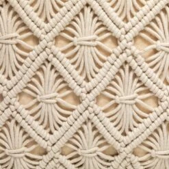 Northlight 18" Beige Handmade Macramé Natural Cotton Square Pouf Ottoman -Home Decor GUEST 09a6e74a 87b9 4abc 9f72 292ec105fd61