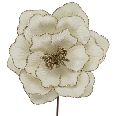 Northlight 24" Glittered Cream Magnolia Christmas Stem Spray 2 Northlight 24" Glittered Cream Magnolia Christmas Stem Spray - Image 2