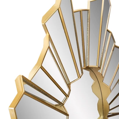 Northlight 25" Shiny Gold Sunburst Wave Glass Round Wall Mirror 4 Northlight 25" Shiny Gold Sunburst Wave Glass Round Wall Mirror - Image 4