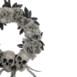 Northlight Double Skull And Gray Roses Halloween Wreath, 16-Inch, Unlit -Home Decor GUEST 0c48446c 21f9 493e 9611 5b7b1c4251ee