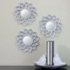 Northlight Set Of 3 Matte Silver Arched Floral Mirrors Wall Decor 10"