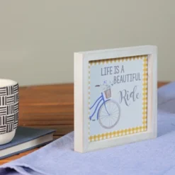 Northlight 7" Blue And White Vintage Bicycle "Life Is A Beautiful Ride" Plaid Accent Wall Decor -Home Decor GUEST 0fbf3964 1a29 4cbd 9a6e 22ac6517700a