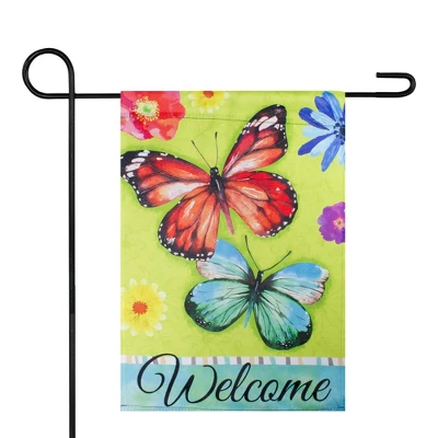 Northlight Welcome Butterflies Outdoor Floral Garden Flag 12.5" X 18" 1 Northlight Welcome Butterflies Outdoor Floral Garden Flag 12.5" X 18"