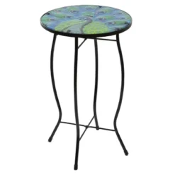 Northlight 19" Blue And Green Peacock Glass Patio Side Table 5 Northlight 19" Blue And Green Peacock Glass Patio Side Table -Home Decor GUEST 12f52c3c 1e17 44b4 8c99 24e05f57b106