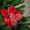 Northlight 18" Red Magnolia Glittered Christmas Stem Spray