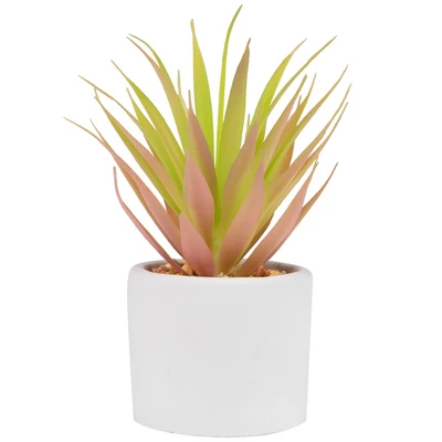 Northlight 6.5" Green Artificial Sword Grass In A White Pot 2 Northlight 6.5" Green Artificial Sword Grass In A White Pot - Image 2