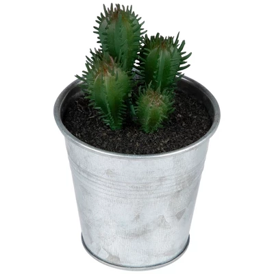 Northlight 3.5" Tropical Cactus In Tin Pot Artificial Potted Plant - Green/Red 4 Northlight 3.5" Tropical Cactus In Tin Pot Artificial Potted Plant - Green/Red - Image 4