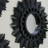Northlight Set Of 3 Floral Sunburst Matte Black Round Mirrors 9.5