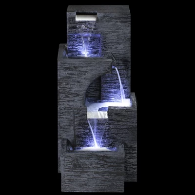 Northlight 32.25" Black And Gray Lighted Three-tier Outdoor Garden Water Fountain 2 Northlight 32.25" Black And Gray Lighted Three-tier Outdoor Garden Water Fountain - Image 2
