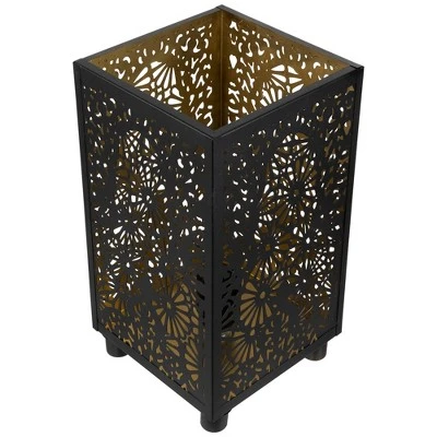 Northlight Floral Laser-Cut Iron Table Lamp - 11" - Black And Gold 2 Northlight Floral Laser-Cut Iron Table Lamp - 11" - Black And Gold - Image 2