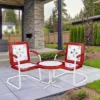 Northlight 35" Square Outdoor Retro Tulip Armchair, Red And White