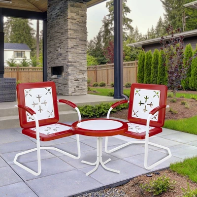 Northlight 22" Outdoor Retro Tulip Side Table, Red And White 1 Northlight 22" Outdoor Retro Tulip Side Table, Red And White