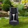 Northlight 23.5" Black And Gray Modern Lighted Three-tier Outdoor Garden Water Fountain