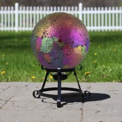 Northlight 10" Pink Iridescent Mosaic Reflective Glass Outdoor Garden Gazing Ball