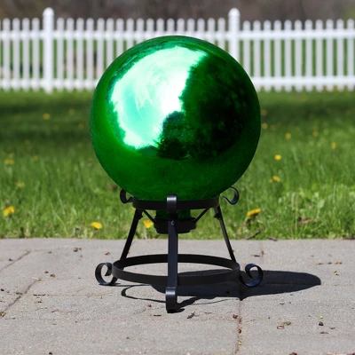 Northlight 10" Emerald Green Shiny Outdoor Garden Gazing Ball 2 Northlight 10" Emerald Green Shiny Outdoor Garden Gazing Ball - Image 2