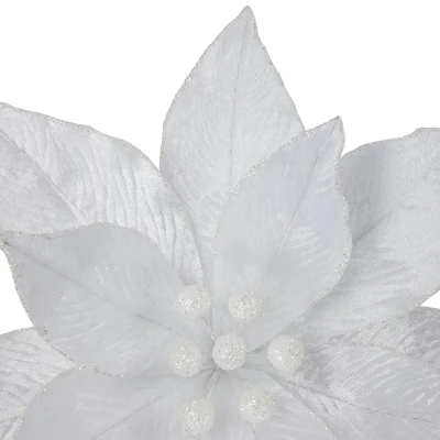 Northlight 24" White Glittered Poinsettia Christmas Stem Spray 3 Northlight 24" White Glittered Poinsettia Christmas Stem Spray - Image 3