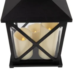 Northlight 12.5" Black Candle Lantern With 3 Flameless LED Candles -Home Decor GUEST 1ee1cee3 eb9a 4e1c aa2d 936b174b0604
