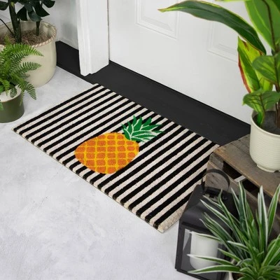 Northlight Ivory And Orange Pineapple Striped Natural Coir Outdoor Doormat 18" X 30" 2 Northlight Ivory And Orange Pineapple Striped Natural Coir Outdoor Doormat 18" X 30" - Image 2