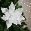 Northlight 24" White Glittered Poinsettia Christmas Stem Spray