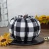 Northlight 7" Black And White Buffalo Plaid Fall Harvest Tabletop Pumpkin