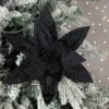 Northlight 25" Black Glittered Poinsettia Christmas Floral Stem Spray