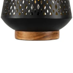 Northlight Laser-Cut Diamond Pattern Iron Table Lamp With Wood Base - 11" - Black And Gold -Home Decor GUEST 23e28a96 e9f8 4685 a64a a9e6b4ed34fa