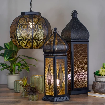 Northlight 23.5" Black And Gold Moroccan Style Lantern Table Lamp 1 Northlight 23.5" Black And Gold Moroccan Style Lantern Table Lamp