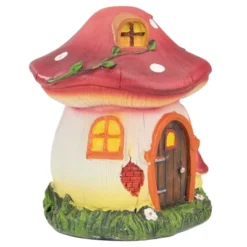 Northlight 6.25" Red Mushroom House Outdoor Garden Statue -Home Decor GUEST 2475d811 17dc 469f 87a2 a59a4b411c8d