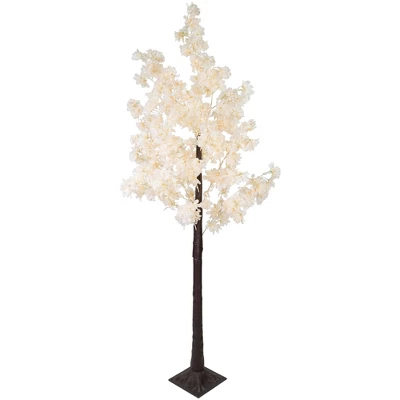 Northlight 6' LED Lighted White Floral Artificial Tree - Warm White Lights 2 Northlight 6' LED Lighted White Floral Artificial Tree - Warm White Lights - Image 2