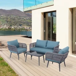 Northlight 4-Piece Caicos Outdoor Patio Conversation Set With Cushions