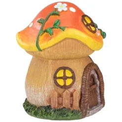 Northlight 6.25" Orange Mushroom House Outdoor Garden Statue -Home Decor GUEST 288053f9 6c17 4f07 8462 6ea74d1ff9e5