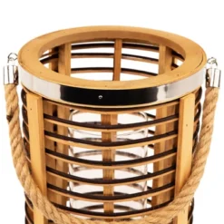 Northlight Rattan Glass Candle Lantern With Jute Handle - 11.5" -Home Decor GUEST 29819fa9 bd41 4a8d aa2d c591a1838517
