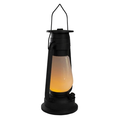 Northlight 12" Black Battery Operated Faux Flame LED Hurricane Lantern 4 Northlight 12" Black Battery Operated Faux Flame LED Hurricane Lantern - Image 4