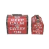 Northlight Set Of 2 Red And White Keep Calm And Carry On Decorative Wooden Storage Boxes 10.25-11.75"