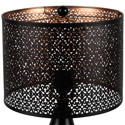 Northlight Teardrop Iron Table Lamp With Laser-Cut Shade - 20" - Black And Copper 3 Northlight Teardrop Iron Table Lamp With Laser-Cut Shade - 20" - Black And Copper - Image 3
