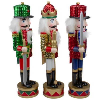 Northlight Set Of 3 Red Sequin Jacket Wooden Christmas Nutcrackers 14.25" 1 Northlight Set Of 3 Red Sequin Jacket Wooden Christmas Nutcrackers 14.25"