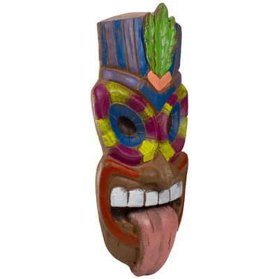 Northlight 16" Tiki Man Sticking Out Tongue Hanging Wall Decoration 1 Northlight 16" Tiki Man Sticking Out Tongue Hanging Wall Decoration