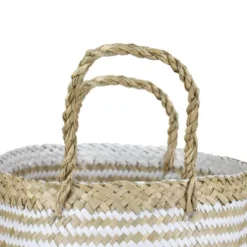 Northlight 17" Beige And White Large Seagrass Belly Basket With Handles -Home Decor GUEST 2e0540e2 cca6 41da 9149 c37cda8fcc25